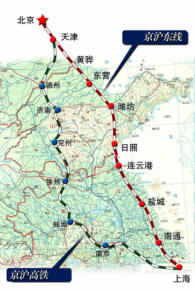 最新京沪高铁线路图